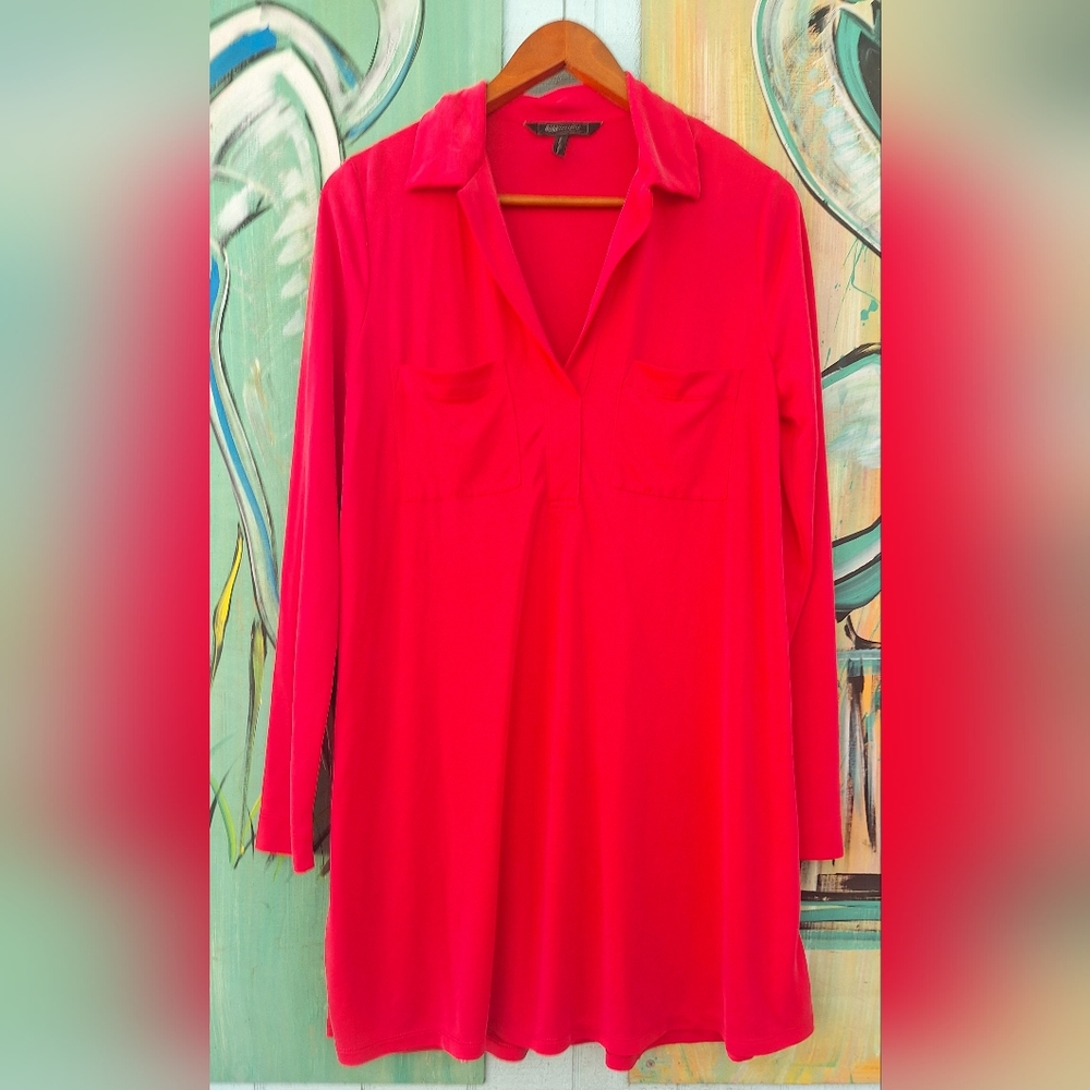 BCBG MAXAZRIA long sleeve modal fabric pink coral long shirt or dress